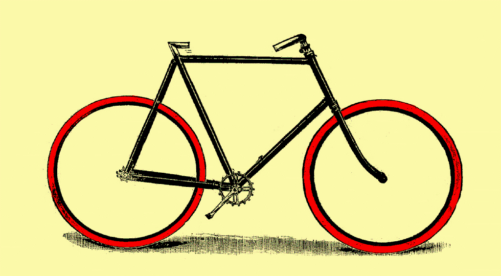 Dessin original colorisé d’une publicité pour une bicycelle “H. MILLER & C° - Birmingham“ - publicité publiée dans le numéro 15 de 'Le Véloce-sport : organe de la vélocipédie française' (9 avril 1896)