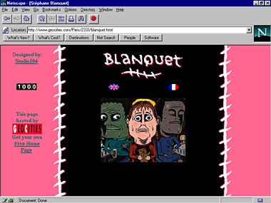 Geocities, BlanquetWeb page d&rsquo;accueil, 1997